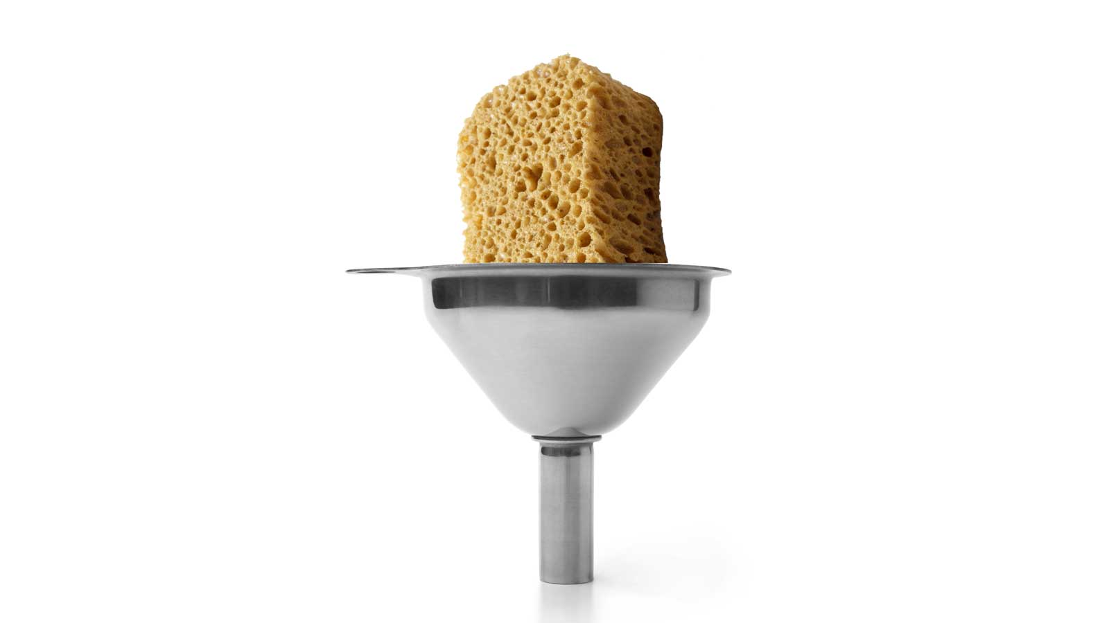 sponge in a funnel
